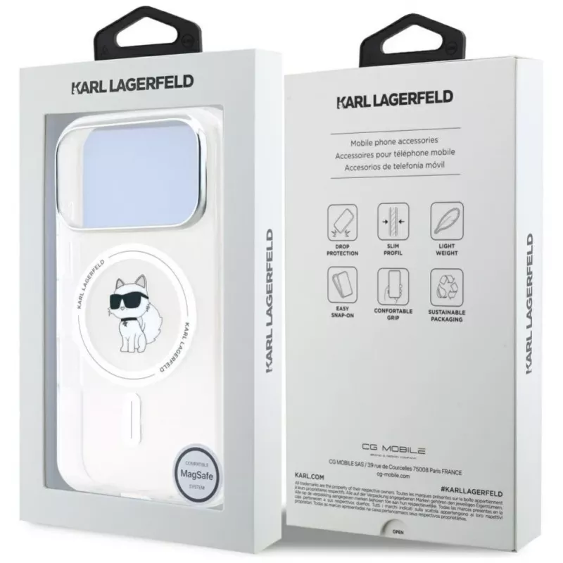Karl Lagerfeld IML Choupette MagSafe puzdro pre Apple iPhone 17 Pro Max, transparentná