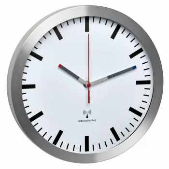 TFA 60.3528.02 rádiom riadené nástenné hodiny hliník 300 mm x 45 mm tichá sekundová ručička