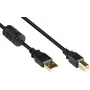 GoodConnections USB 2.0 kábel USB Type-A na USB Type-B s feritovým jadrom, pozlátený, čierny, 5 m (GC-M0083)