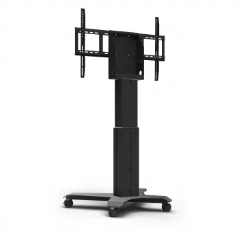 Kindermann DisplayLift² Mobile X-Fuss elektrický motorizovaný TV vozík pre 42-98 palcové displeje, nosnosť 150 kg, čierny/strieborný