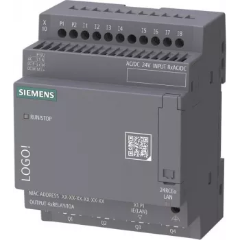 Siemens LOGO! 24 RCEo 6ED1052-2HB08-0BA3 logický modul, 24V AC/DC, 8 DI/4 AI/4 DQ relé, bez displeja, Ethernet