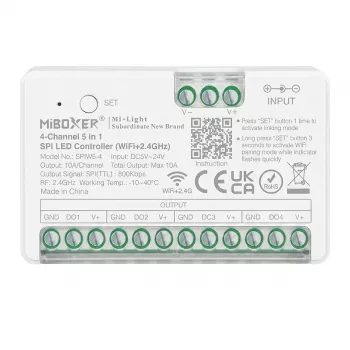 MIBOXER SPIW5-4 Pixel LED ovládač SPI Series 5 v 1 SPI (2,4GHz+WiFi) 4 kanály