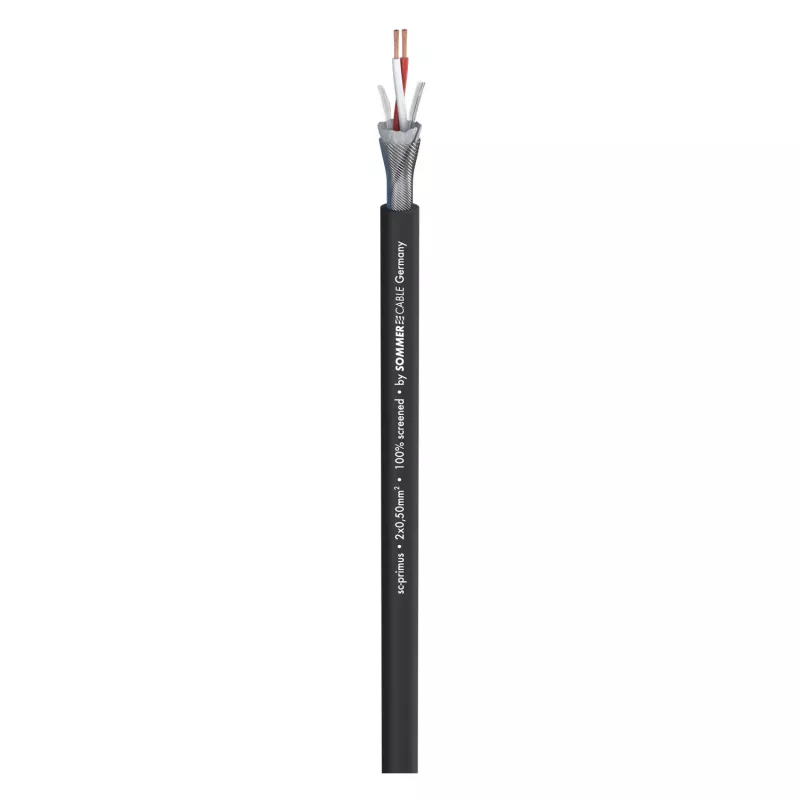 Sommer Cable SC-Primus mikrofónny kábel, 2 x 0,50 mm², PVC Ø 6,7 mm, čierny, metrové (200-0151)