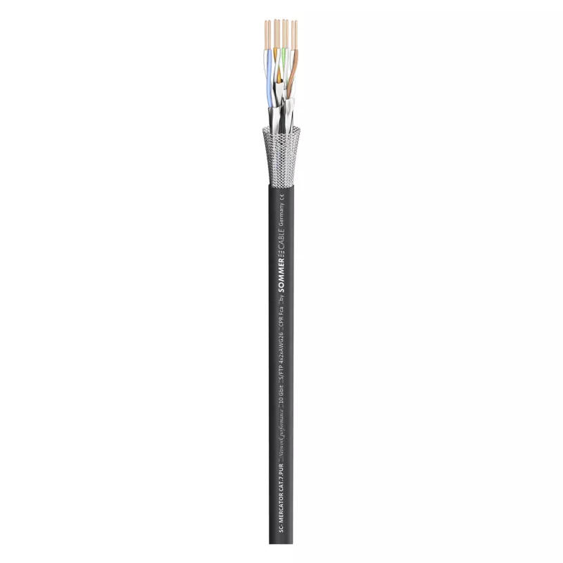 Sommer Cable SC-Mercator CAT.7 PUR sieťový kábel, PUR, Ø 6,4 mm, čierny, predáva sa na metre (581-0071)