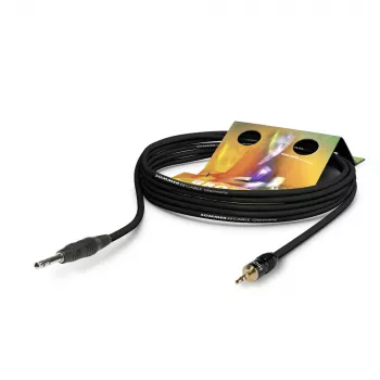 Sommer Cable Club Series MKII patch/insert kábel, 2 x 0,34 mm², 6,3 mm stereo jack konektor samec na 3,5 mm stereo mini jack konektor samec, HICON, čierny, 0,25 m (CS63-0025-SW)