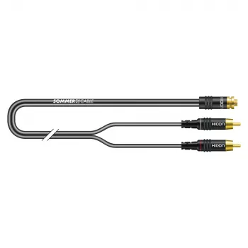 Sommer Cable SC-Onyx 2008 audio adaptérový kábel, 2 x 1 x 0,08 mm², 2x cinch konektor samec na 3,5 mm stereo mini jack konektor samica, HICON, čierny, 2,5 m (O84W-0250-SW)