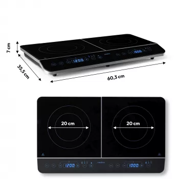 MEDION LIFE dvojitá indukčná varná doska MD 15324 (čierna, 3500 Watt, 2x Ø 20 cm)