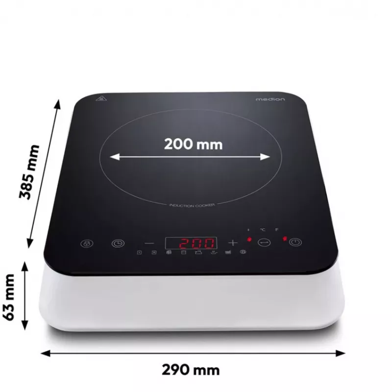 MEDION LIFE indukčná varná doska MD 18490 (čierna/biela, 2000 Watt)