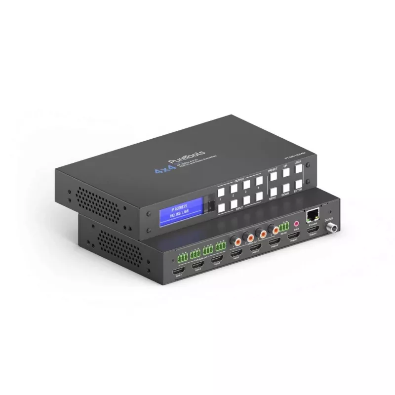 PureLink PureTools HDMI 2.0 matica 4x4 4K 60Hz 4:4:4 HDR10 a audio - KVM prepínač - RS-232