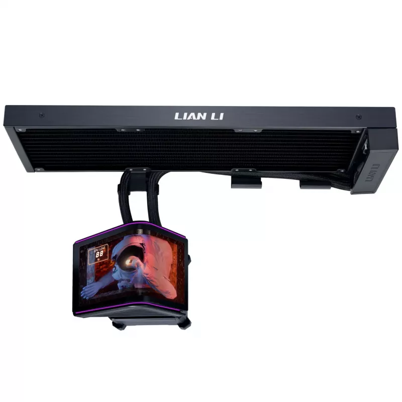 Lian Li HydroShift II OLED Curved 360 Fanless AiO kvapalinový CPU chladič, 360 mm, OLED displej - čierna