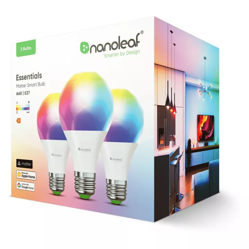 Nanoleaf NF080B02-3A19E Smart LED lampa E27 8,5W 1100lm RGBW Matter Thread