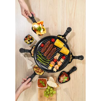 Giles & Posner EK4511GV2VDE Stolový raclette gril 1200 W 8 osôb čierna/strieborná