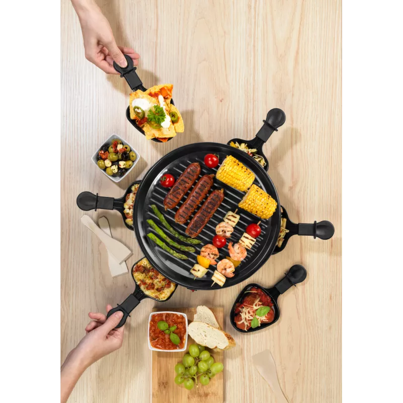 Giles & Posner EK4511GV2VDE Stolový raclette gril 1200 W 8 osôb čierna/strieborná