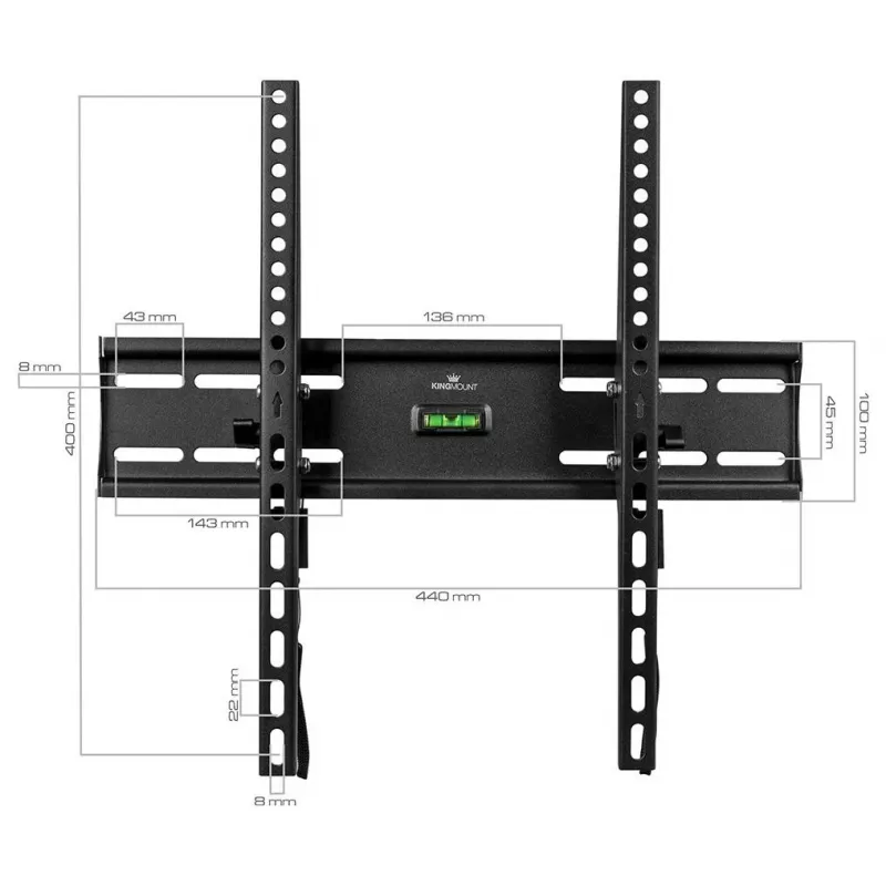 KINGMOUNT KG-1004 naklápací TV držiak na stenu pre obrazovky 23-65 palcov, VESA 100x100 až 400x400, do 45 kg