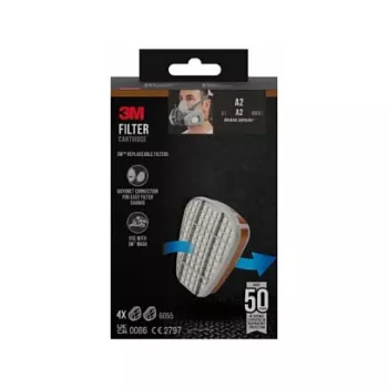 3M 6055 A2 plynový filter pre ochranné masky, 4 páry (8 filtrov), EN 14387:2004 + A1:2008