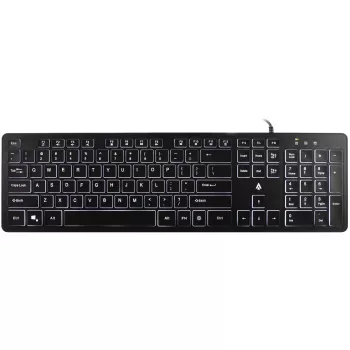 Accura Artesia ACC-K1408 podsvietená káblová USB membránová klávesnica, Full-Size QWERTY, viacfarebná LED, čierna