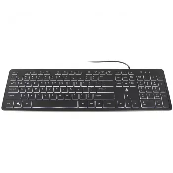 Accura Artesia ACC-K1408 podsvietená káblová USB membránová klávesnica, Full-Size QWERTY, viacfarebná LED, čierna