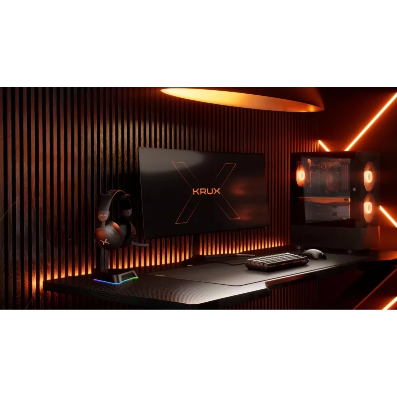 KRUX Rivt stojan na headset s RGB osvetlením, čierny (KRXG003)