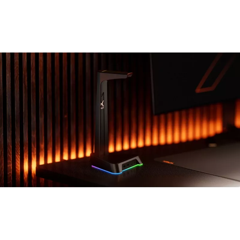 KRUX Rivt stojan na headset s RGB osvetlením, čierny (KRXG003)