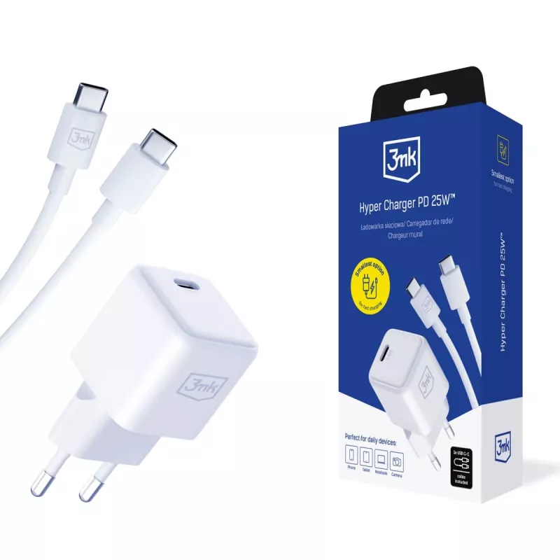3MK Hyper nabíjačka PD 25W + 1x USB-C na USB-C kábel