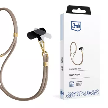 Šnúrka na telefón 3mk EasyClip Elite, nylón/zinková zliatina, Taupe (Gold)