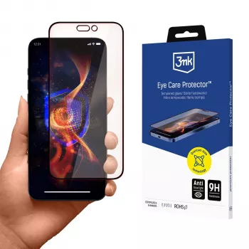 3MK EyeCare Protector ochranná fólia displeja pre Apple iPhone 16 Pro 6,3 palca tvrdené sklo filter modrého svetla 9H