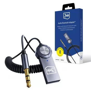 3mk Audio Bluetooth adaptér - Bluetooth 5.0 prijímač s 3,5 mm AUX, USB-C, 10 h batéria, čierna