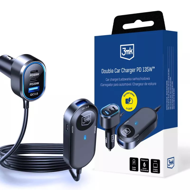 3MK Double nabíjačka do auta 135W