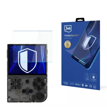 3MK PROTECTION FlexibleGlass Pro ochranná fólia displeja pre Anbernic RG35XX (3,5 palca) - 0,3 mm hybridné sklo, tvrdosť 7H, oleofóbna vrstva, bez bublín