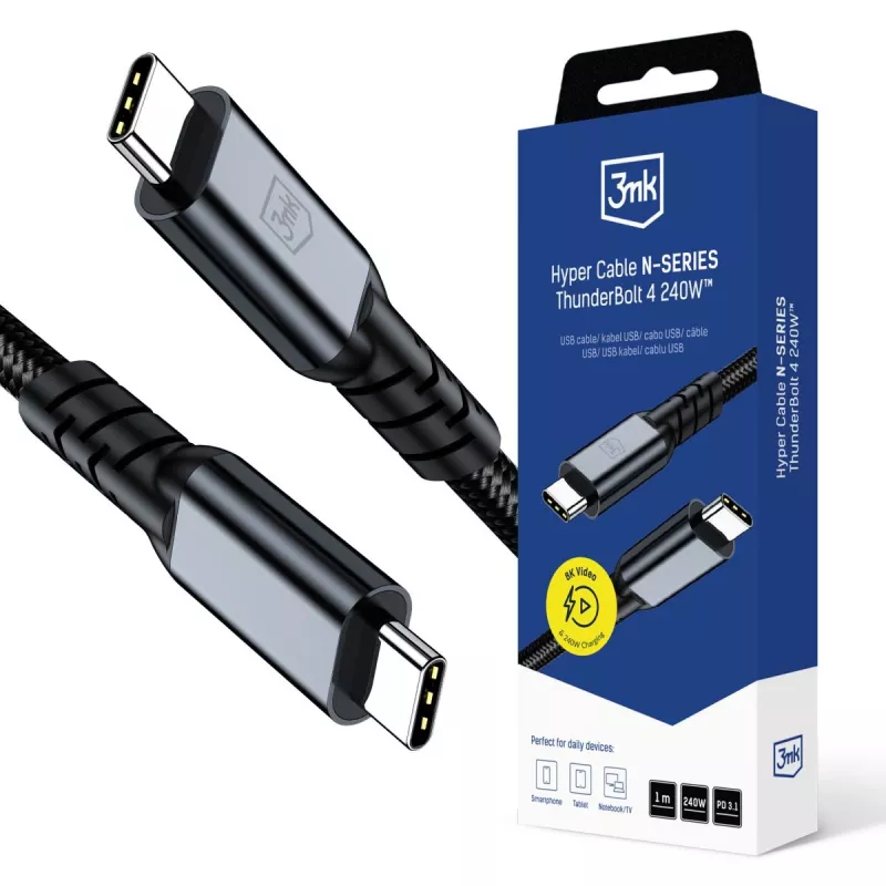 3mk Hyper N-SERIES Thunderbolt 4 240W 40Gb/s 8K60Hz 48V/5A čierna 1m