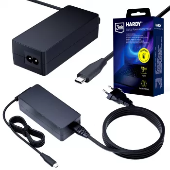 3MK HARDY napájací zdroj pre notebook 65W USB-C 3,2m čierny