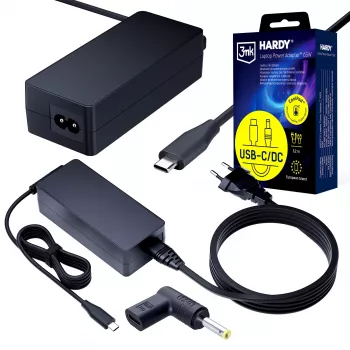 3MK PROTECTION 65W univerzálny napájací adaptér pre notebook 20V USB-C/DC 4.0x1.7mm - 3mk Hardy