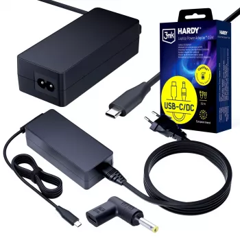 3MK PROTECTION 65W univerzálny napájací adaptér pre notebook 20V USB-C/DC 4.0x1.7mm - 3mk Hardy