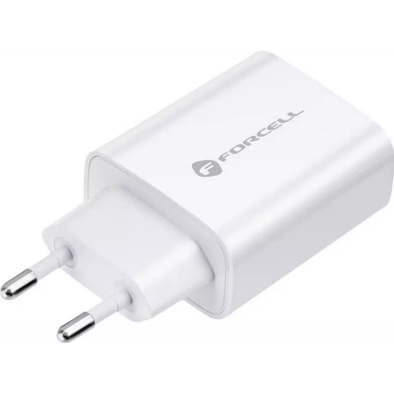 FORCELL F-ENERGY TFK-TC-20WPD USB-C napájací zdroj s káblom USB-C na Lightning, 20W PD QC4.0, 3A, biely