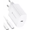 FORCELL F-ENERGY TFK-TC-25WPD USB-C nástenná nabíjačka 25W PD QC 3.0 s káblom USB-C na USB-C 3A biela