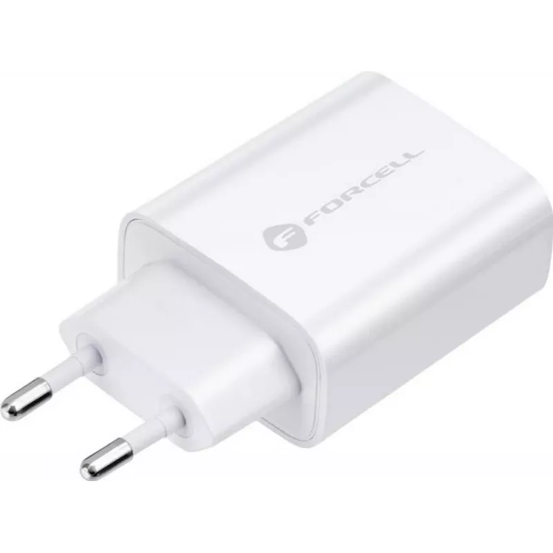 FORCELL F-ENERGY TFK-TC-25WPD USB-C nástenná nabíjačka 25W PD QC 3.0 s káblom USB-C na USB-C 3A biela