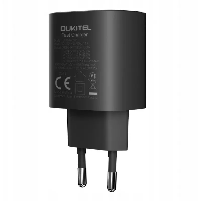 OUKITEL 45W USB-C PD rýchla nabíjačka EU zástrčka čierna