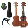 MOZOS GECKO sopránové ukulele set – prírodné drevo, 12 pražcov, nylonové struny, vrátane gigbagu, ladičky, trsátok, popruhu, náhradných strún, handričky na čistenie