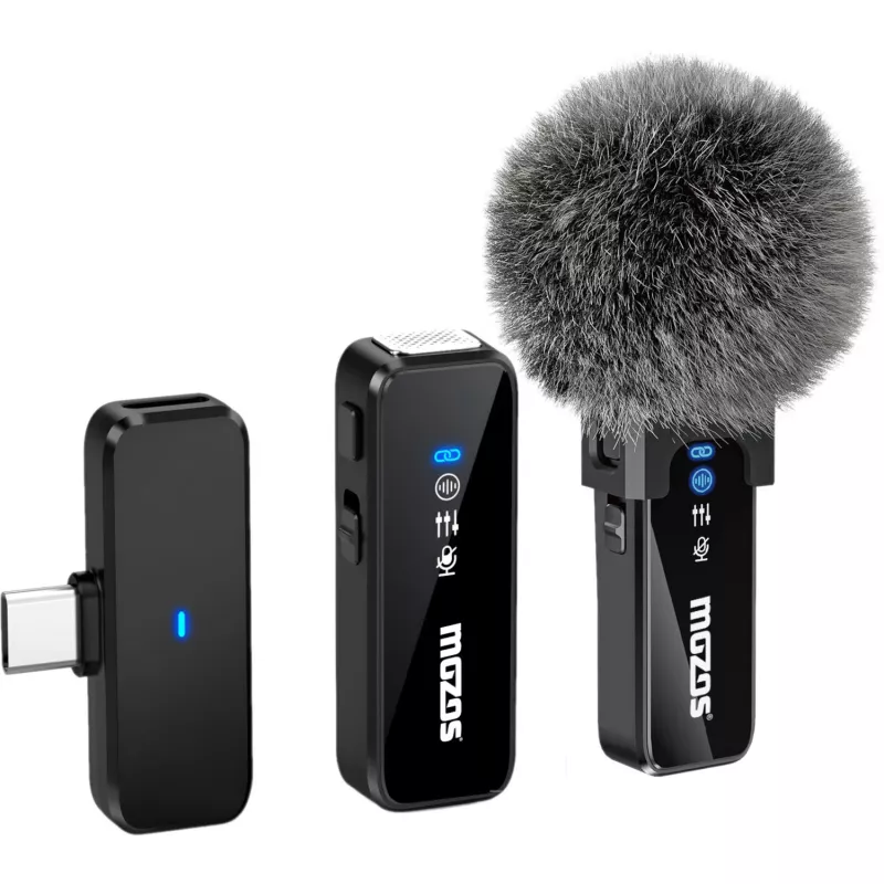 MOZOS MX2-DUAL bezdrôtová sada lavalier mikrofónov pre smartfóny, 2 mikrofóny, 2,4 GHz, USB-C