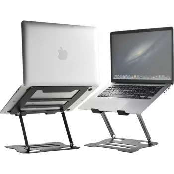 MOZOS N2-BK ergonomický stojan na notebook - čierny, výškovo nastaviteľný, skladací, hliník
