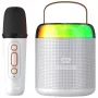 MOZOS MK biele karaoke mikrofón Bluetooth reproduktor
