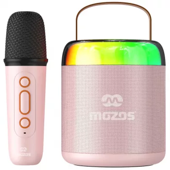 MOZOS MK ružový karaoke mikrofón s Bluetooth reproduktorom