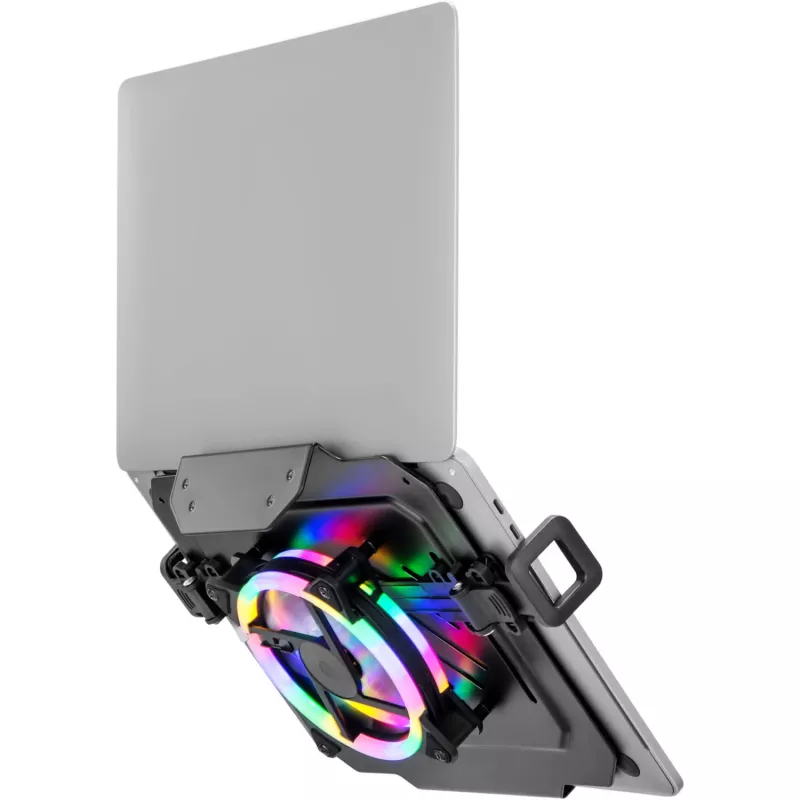 MOZOS LP-RGB platforma na notebook pre držiaky na stôl, VESA 75x75/100x100, čierny, RGB osvetlenie