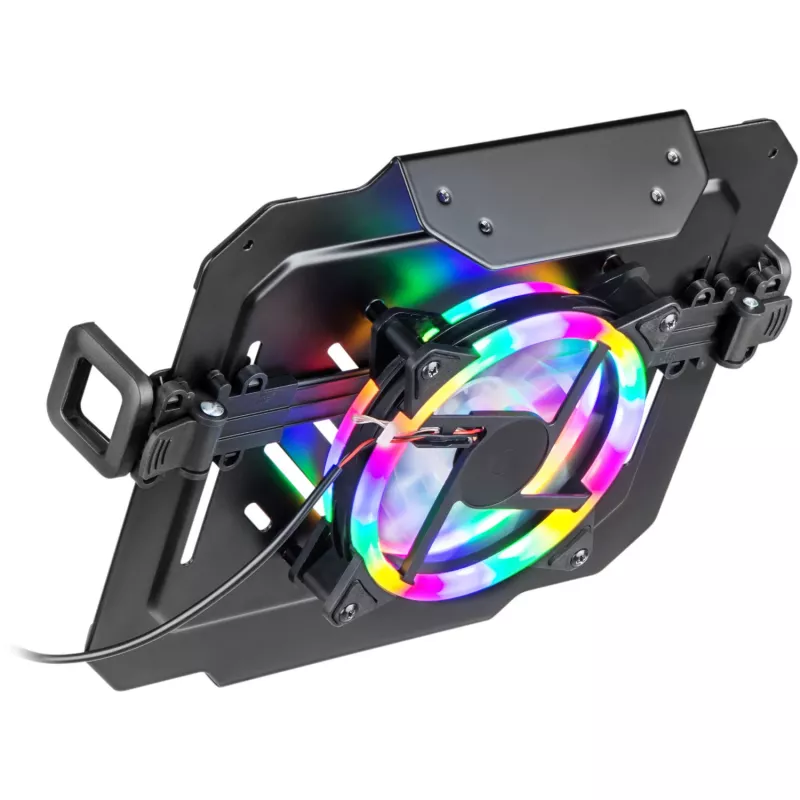 MOZOS LP-RGB platforma na notebook pre držiaky na stôl, VESA 75x75/100x100, čierny, RGB osvetlenie