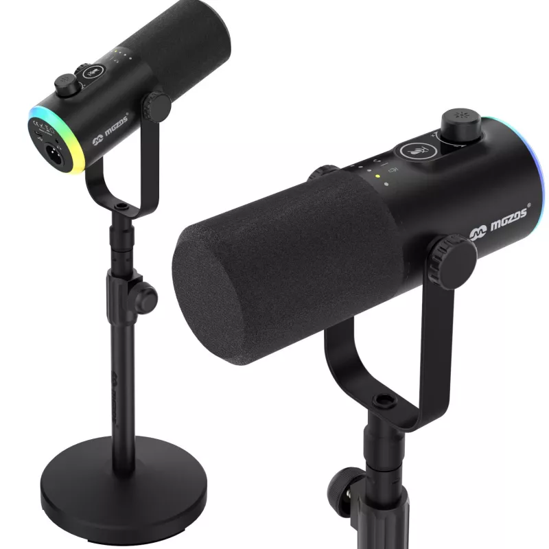 Mozos GM-ONE USB XLR RGB LED mikrofón čierny