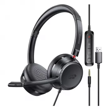 MOZOS KL201 USB headset s mikrofónom, on-ear, čierny