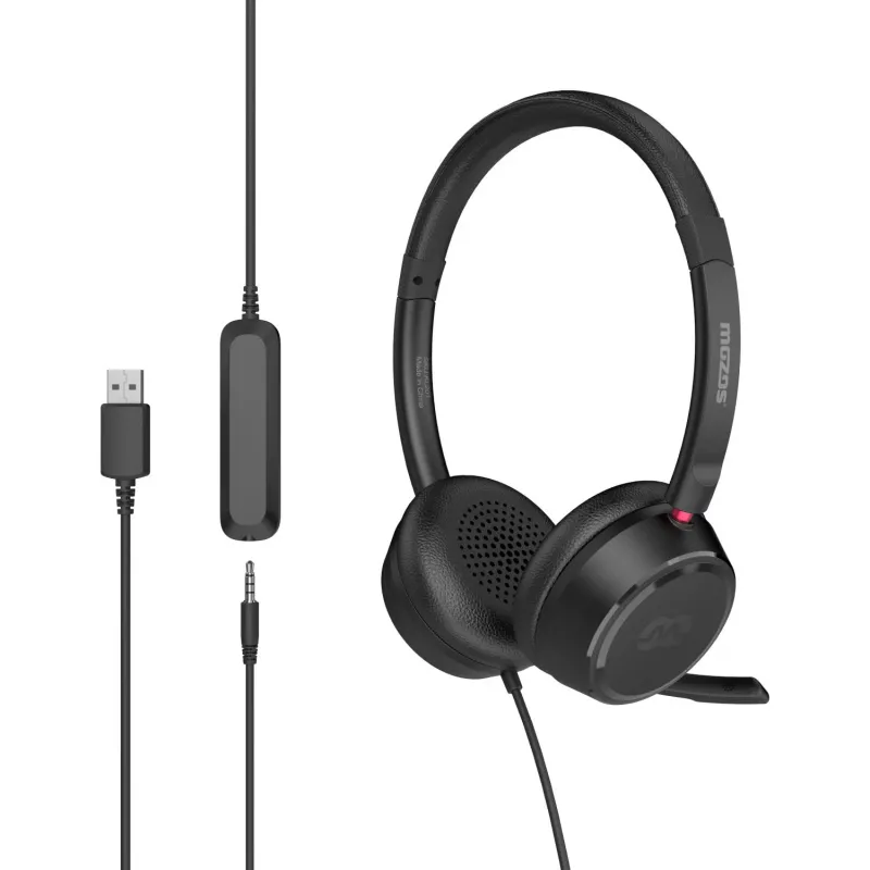 MOZOS KL201 USB headset s mikrofónom, on-ear, čierny