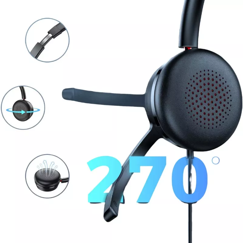 MOZOS KL201 USB headset s mikrofónom, on-ear, čierny