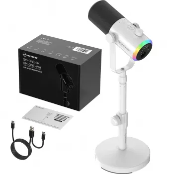 MOZOS GM-ONE biely dynamický mikrofón USB XLR RGB LED