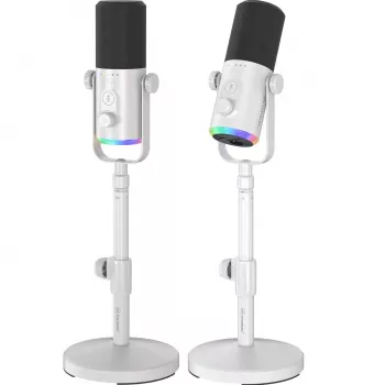 MOZOS GM-ONE biely dynamický mikrofón USB XLR RGB LED